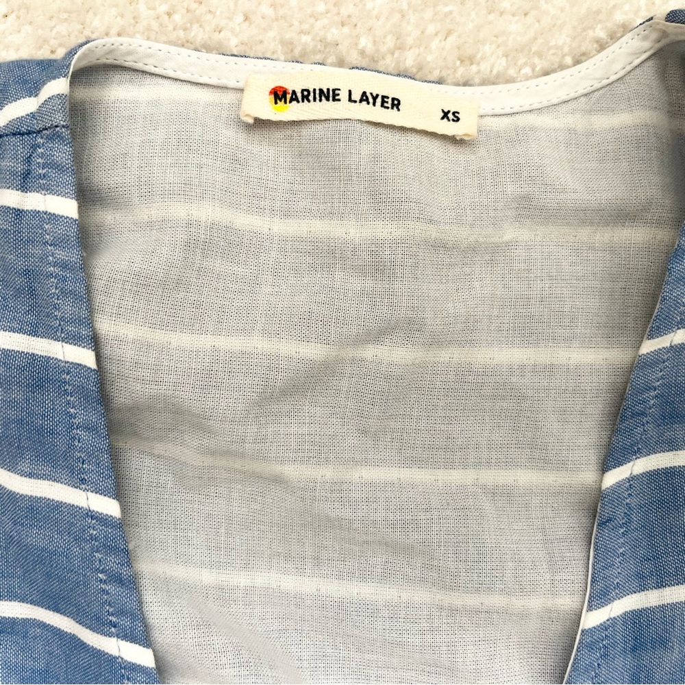 MARINE LAYER Maddie Wrap Dress in Blue/White Stripe Size XS Nautical Feminine - Picture 5 of 9